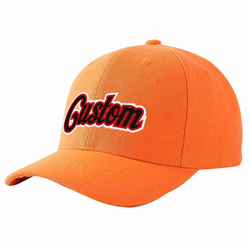 Simple Baseball Cap-Custom Orange Black-Red Curved Eaves Sport Baseball Cap Design for Men/Women/Youth