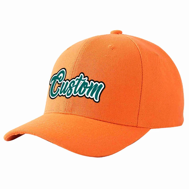 Gothic Baseball Cap-Custom Orange Aqua-White Curved Eaves Sport Baseball Cap Design for Men/Women/Youth