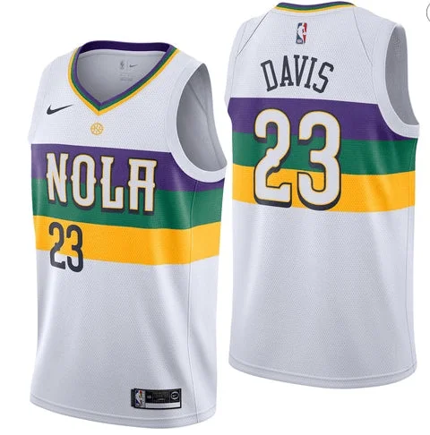 Basketball Jersey With Athletic Cut-Pelicans 23 Anthony Davis White 2018-19 City Edition Swingman Basketball Jersey