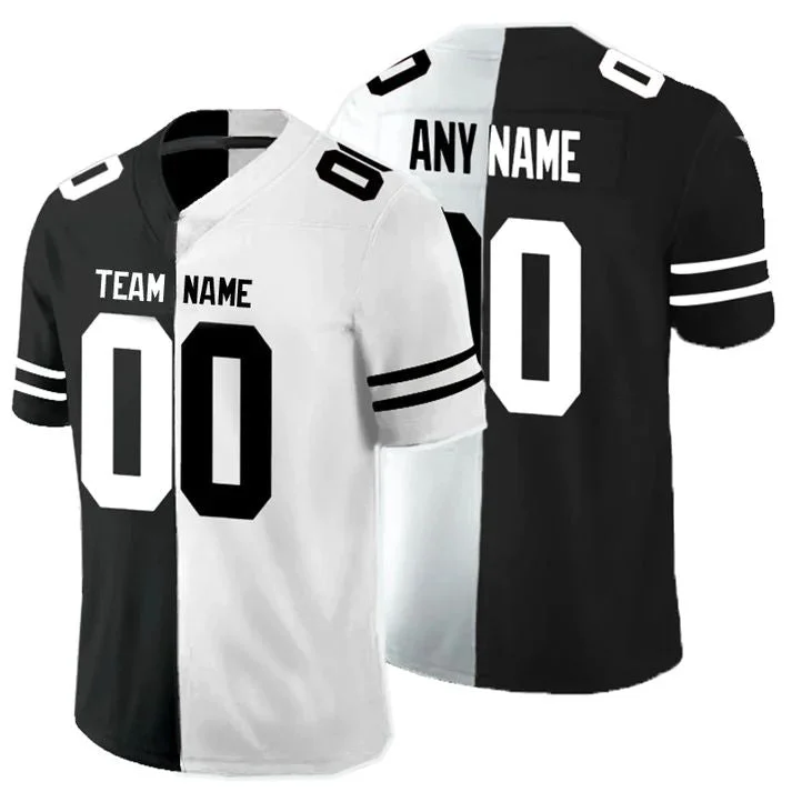 Football Jersey With Pockets-Custom C.Panthers Any Team Black And White Peaceful Coexisting  American Jerseys Stitched Jersey Football Jerseys