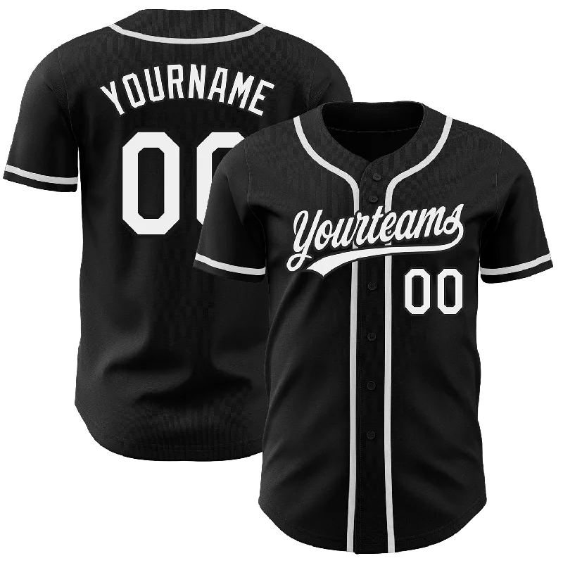 Baseball Jersey For Christmas-Custom Black White Authentic Baseball Jersey