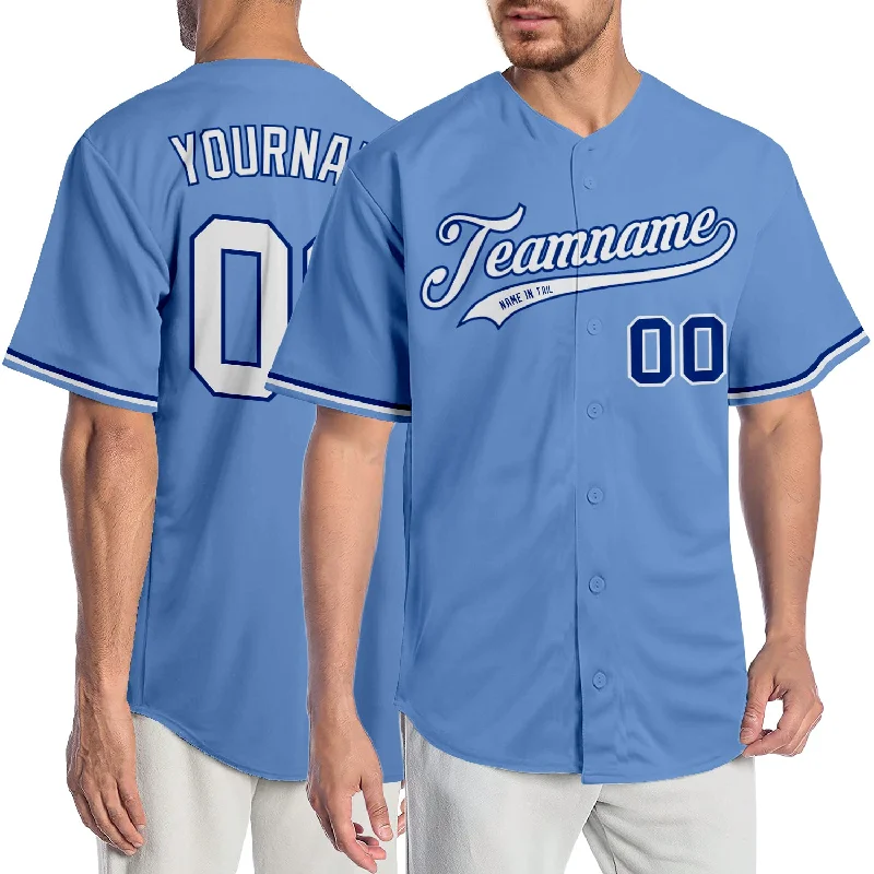 Baseball Jersey With Monochrome Look-Custom Light Blue White-Royal Authentic Baseball Jersey