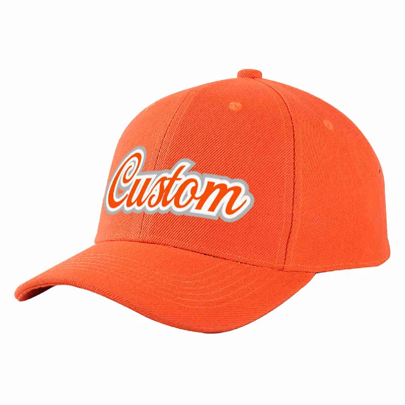 Classic Baseball Cap-Custom Tangerine Orange-White Curved Eaves Sport Baseball Cap Design for Men/Women/Youth