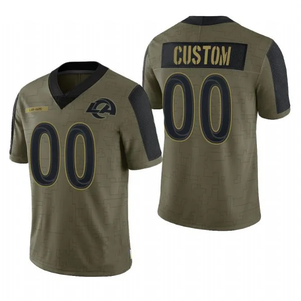 Football Jersey For Graduations-Custom LA.Rams Olive 2021 Salute To Service Limited Football Jersey