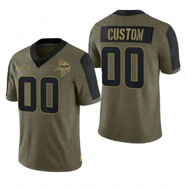 Throwback Football Jersey-Custom MN.Vikings Olive 2021 Salute To Service Limited Football Jerseys