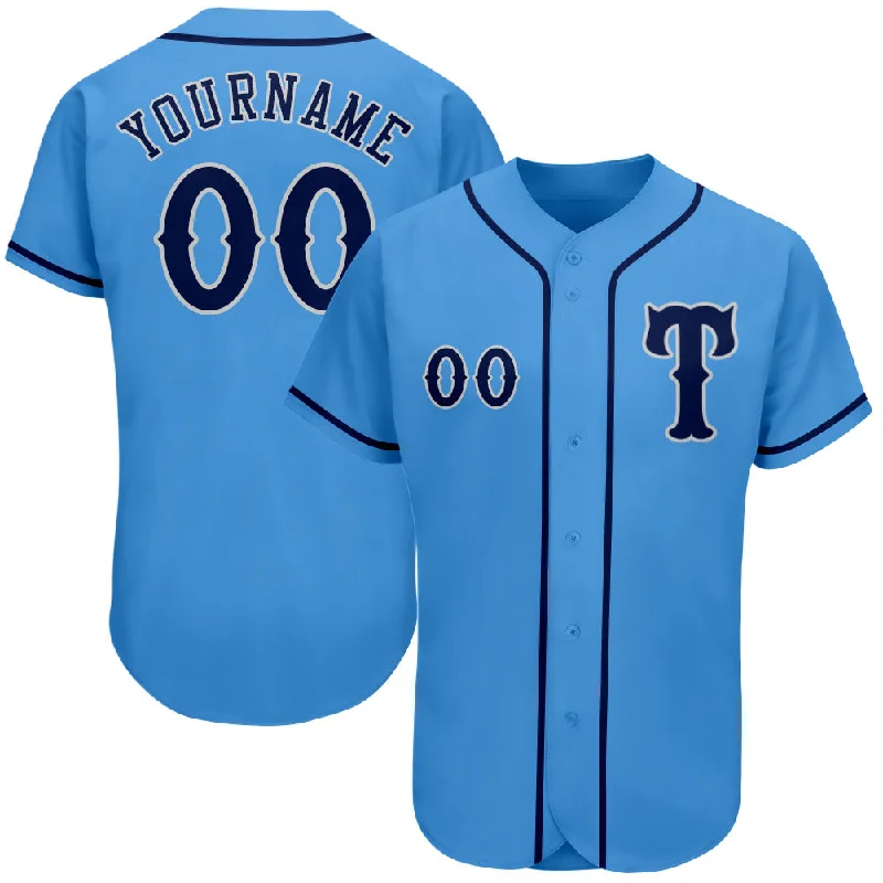 Baseball Jersey For Fundraisers-Custom Powder Blue Navy-Gray Authentic Baseball Jersey