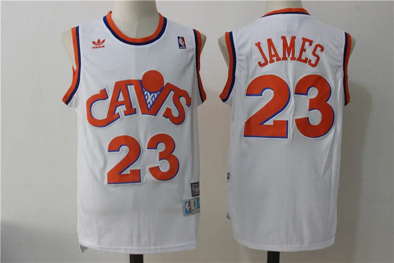 Basketball Jersey With Crop Top Style-Cavaliers 23 Lebron James White Hardwood Classics Swingman Basketball Jersey