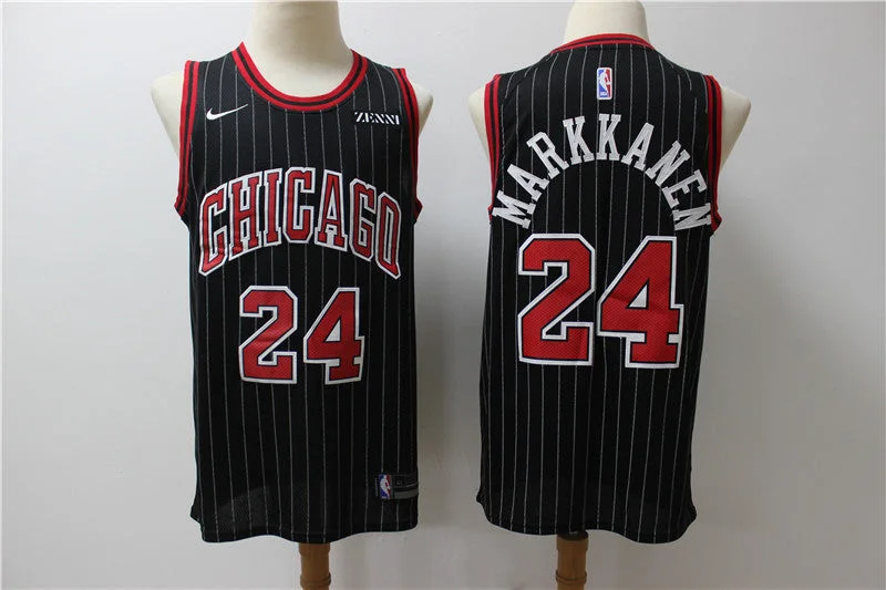 Basketball Jersey With Trendy Style-Bulls 24 Laur Markkanen Black Swingman Basketball Jersey