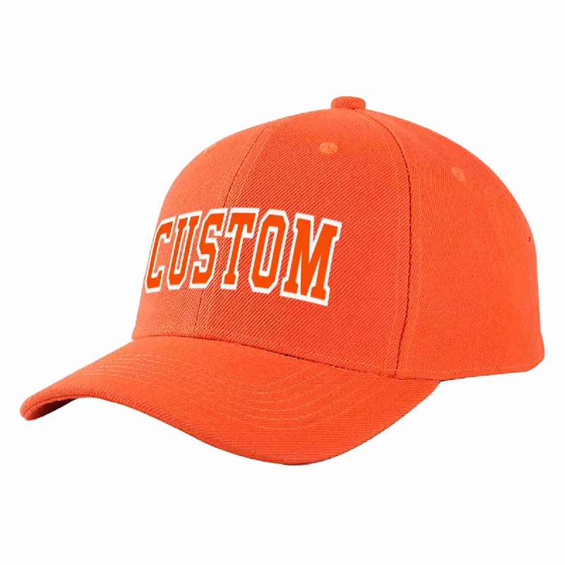 Baseball Cap With Snapback Closure-Custom Tangerine Orange-White Curved Eaves Sport Baseball Cap Design for Men/Women/Youth