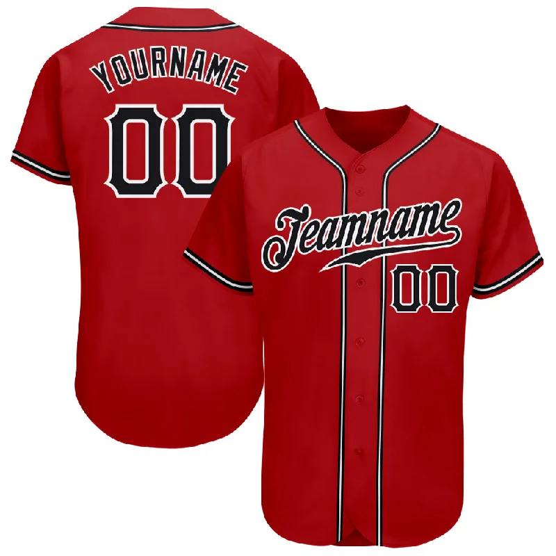 Baseball Jersey With Sporty Vibes-Custom Red Black-White Authentic Baseball Jersey