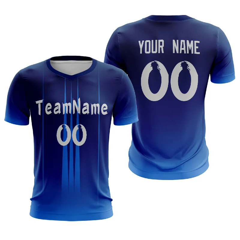 Football Jersey With Handmade Details-Custom Navy White Sport Soccer Tops Jersey