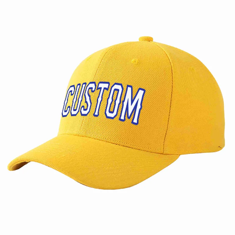 Baseball Cap With UV Protection-Custom Gold White-Royal Curved Eaves Sport Baseball Cap Design for Men/Women/Youth