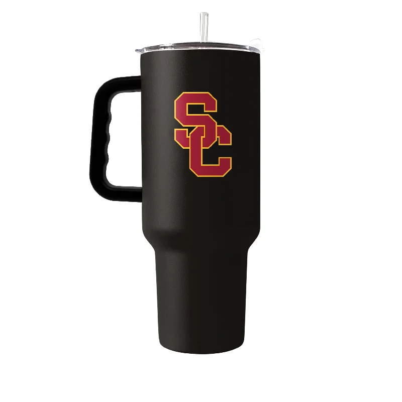 Rugby Team Mug-USC Black 40oz Logo Powder Coat Tumbler