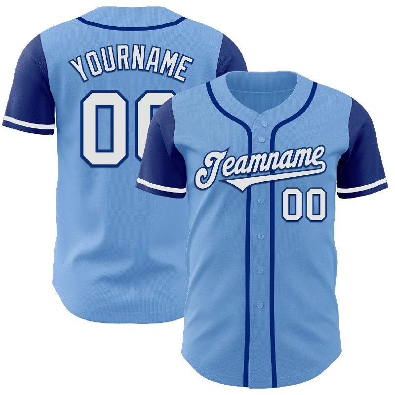 Baseball Jersey With Gothic Look-Custom Light Blue White-Royal Authentic Two Tone Baseball Jersey