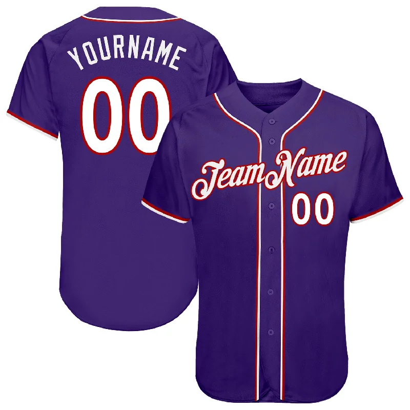 Retro Baseball Jersey-Custom Purple White-Red Authentic Baseball Jersey