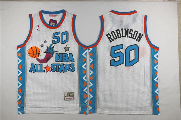 All-Star Basketball Jersey-1996 All Star 50 David Robinson White Hardwood Classics Basketball Jersey