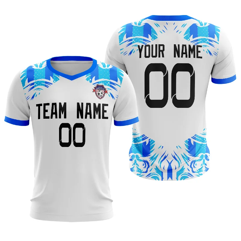 Football Jersey With Modern Look-Custom White Blue Sport Soccer Tops Jersey