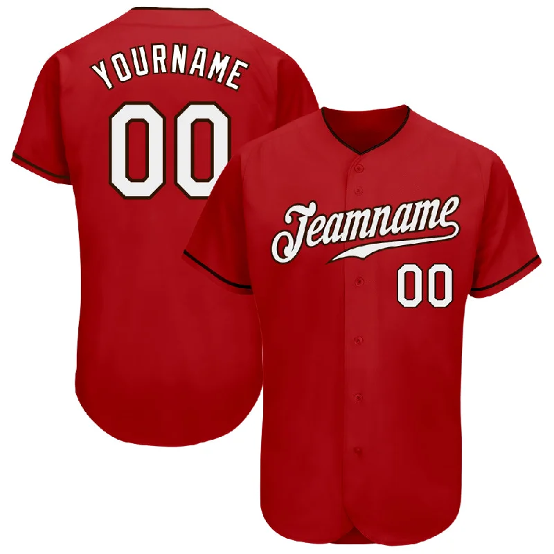 Baseball Jersey With Team Mascot-Custom Red White-Brown Authentic Baseball Jersey