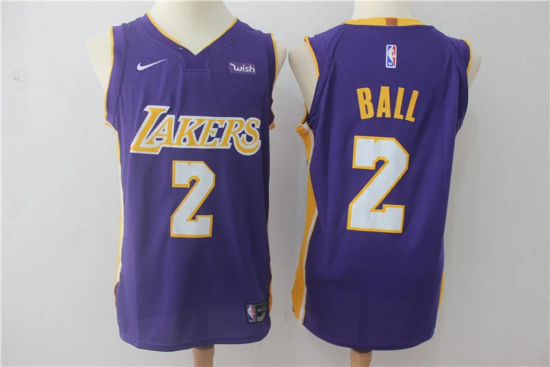 Basketball Jersey With Motivational Quotes-Lakers 2 Lonzo Ball Purple Authentic Basketball Jersey