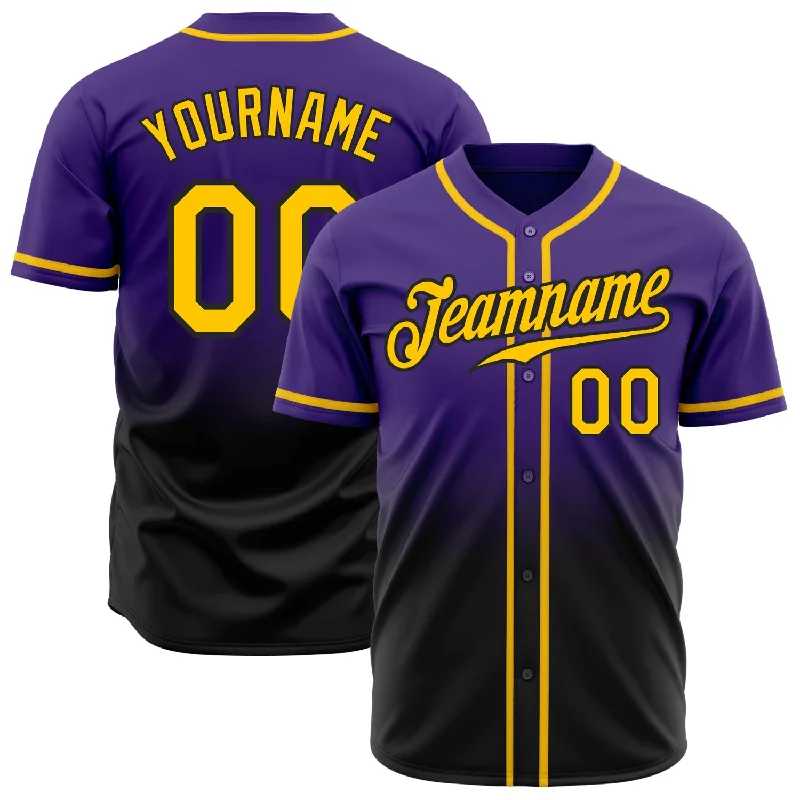 Training Baseball Jersey-Custom Purple Gold-Black Authentic Fade Fashion Baseball Jersey