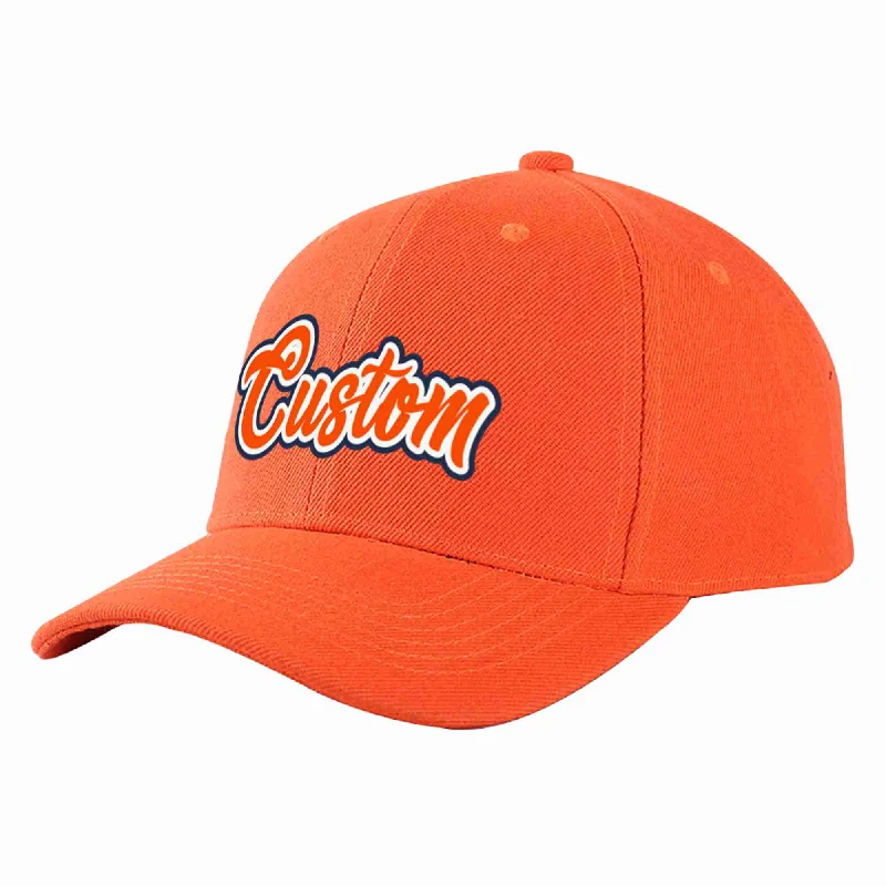 Bold Baseball Cap-Custom Tangerine Orange-White Curved Eaves Sport Baseball Cap Design for Men/Women/Youth