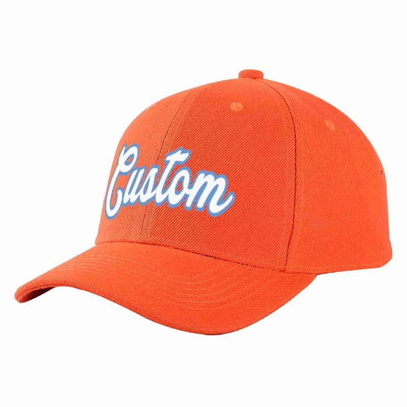 Bamboo Baseball Cap-Custom Tangerine White-Light Blue Curved Eaves Sport Baseball Cap Design for Men/Women/Youth