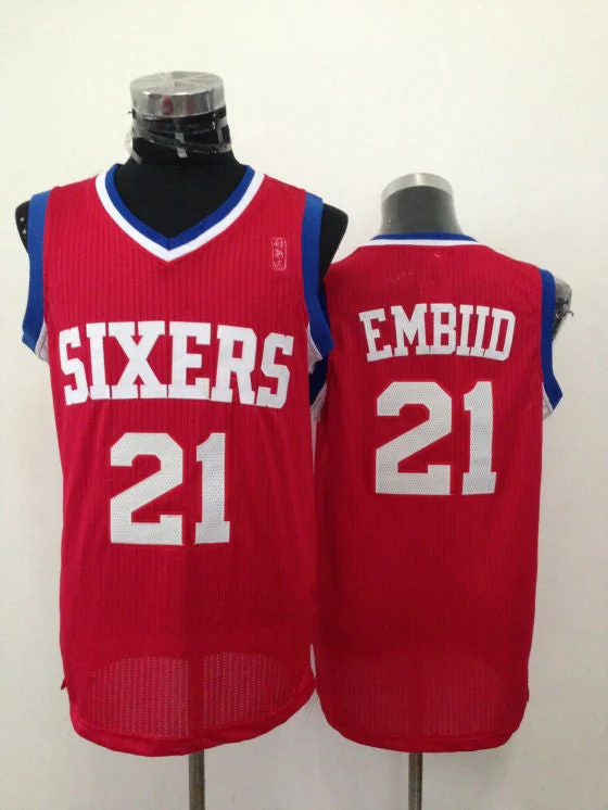 Basketball Jersey With Unique Features-76ers 21 Embiid Red New Revolution 30 Basketball Jerseys