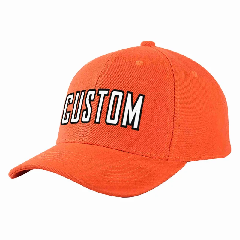 Warehouse Baseball Cap-Custom Tangerine White-Black Curved Eaves Sport Baseball Cap Design for Men/Women/Youth