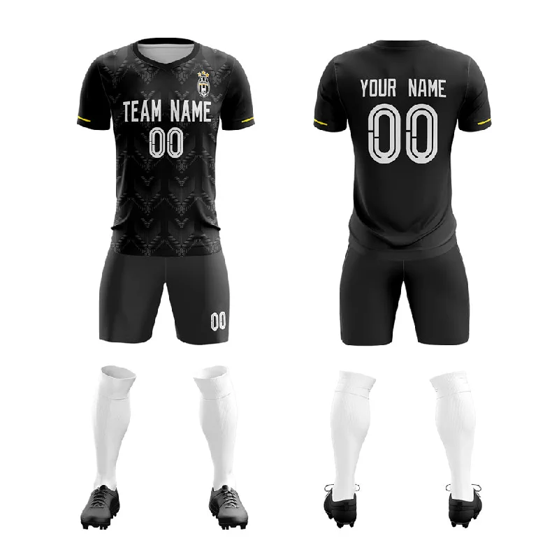 Football Jersey With Stretch Fit-Custom Black White Training Uniform Soccer Sets Jersey