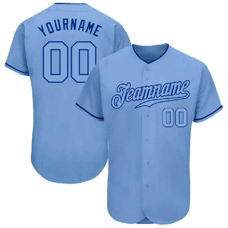 Baseball Jersey With Stretch Fit-Custom Light Blue Light Blue-Royal Authentic Baseball Jersey