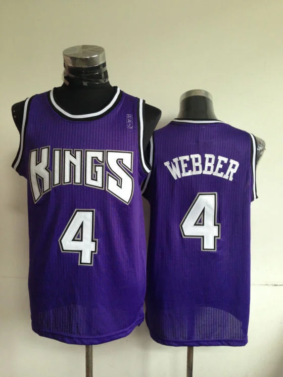 Basketball Jersey With Stylish Edge-Kings 4 Webber Purple Basketball Jerseys