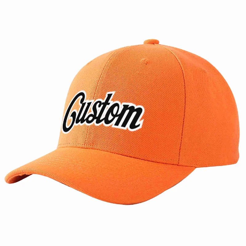 All-Black Baseball Cap-Custom Orange Black-White Curved Eaves Sport Baseball Cap Design for Men/Women/Youth