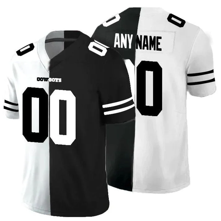 Football Jersey With Camo Print-Custom D.Cowboys Black V White Peace Split Vapor Untouchable Limited Jersey Stitched Jersey Football Jerseys