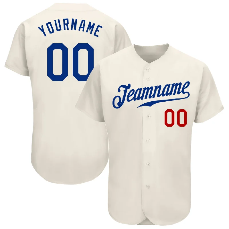 Baseball Jersey With Retro Fonts-Custom Cream Royal-Red Authentic Baseball Jersey