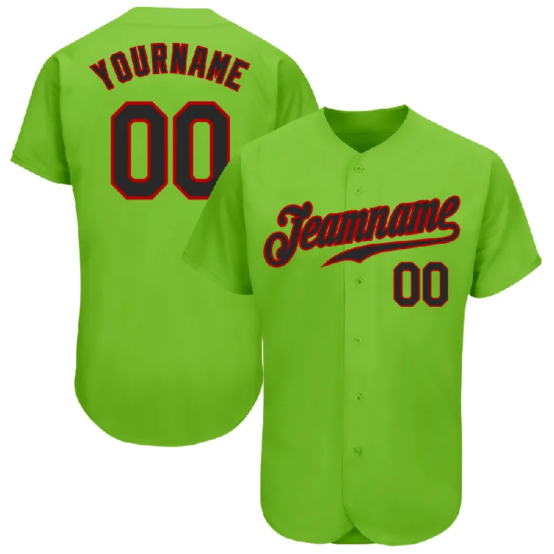 Baseball Jersey With Hip-Hop Style-Custom Neon Green Black-Red Authentic Baseball Jersey