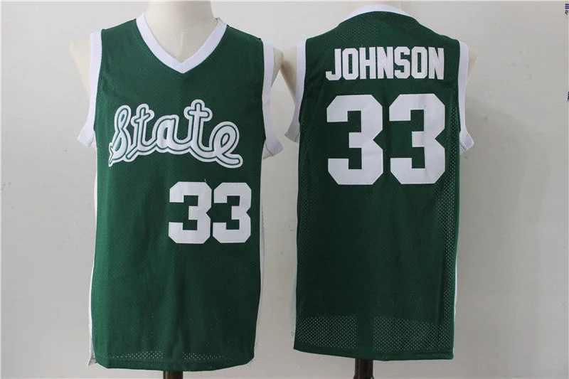 Basketball Jersey With Eco-Friendly Material-Michigan State 33 Magic Johnson Green College Basketball Jersey