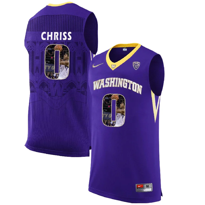 Basketball Jersey With Anti-Wrinkle Technology-Washington Huskies 0 Marquese Chriss Purple With Portait College Basketball Basketball Jersey