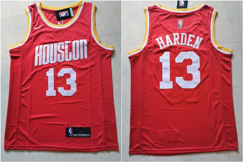 Basketball Jersey With Matching Shorts-Rockets 13 James Harden Red Retro Swingman Basketball Jersey