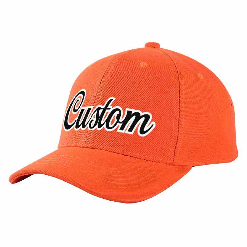 Denim Baseball Cap-Custom Tangerine Black-White Curved Eaves Sport Baseball Cap Design for Men/Women/Youth