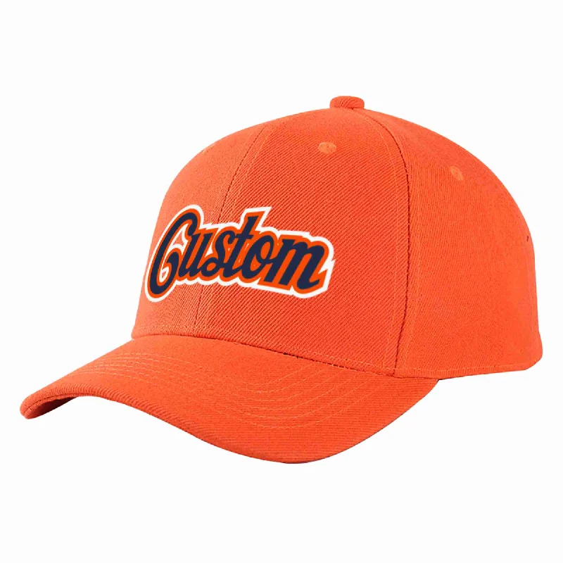 Orange Baseball Cap-Custom Tangerine Navy-Orange Curved Eaves Sport Baseball Cap Design for Men/Women/Youth