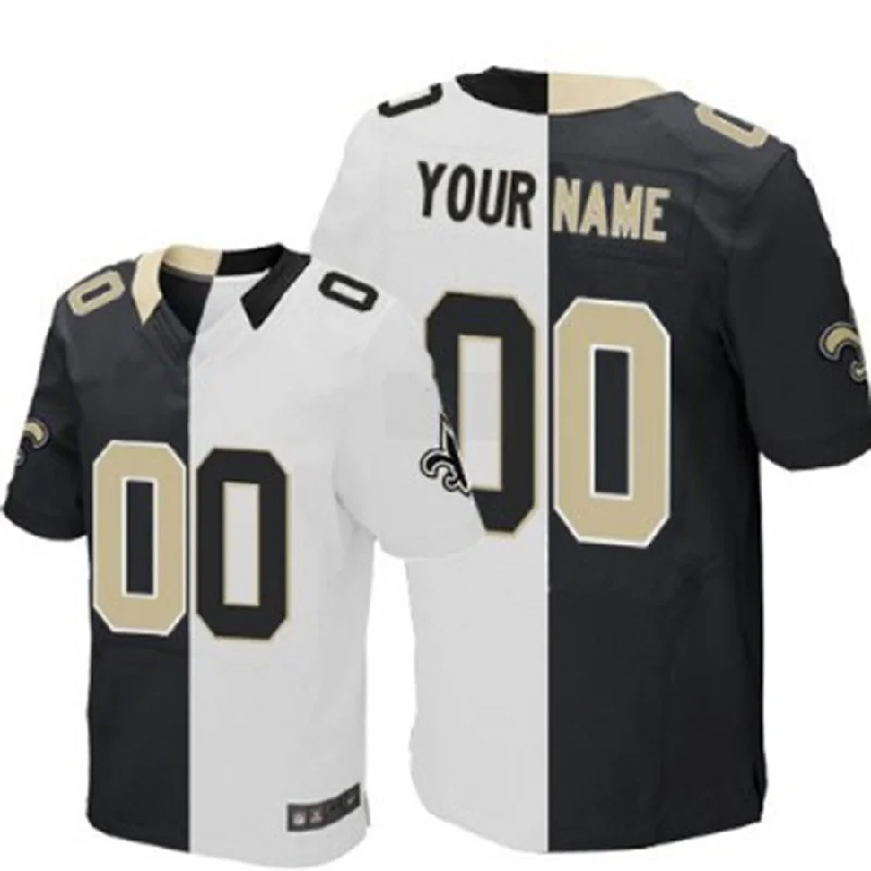 Football Jersey With Bright Neon Colors-Custom NO.Saints Black-White Two Tone Elite Jersey American Jerseys Stitched Jersey Football Jerseys