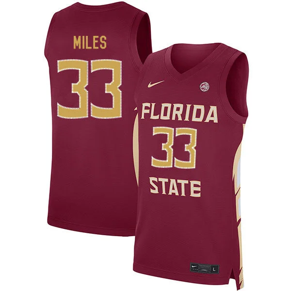 Printed Basketball Jersey-Florida State Seminoles 33 Will Miles Red Basketball College Basketball Jersey