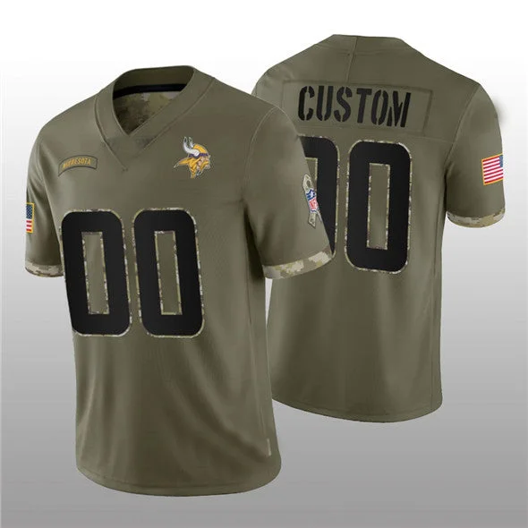 Team Football Jersey-Custom MN.Vikings ACTIVE PLAYER 2022 Olive Salute To Service Limited Stitched Jersey Football Jersey