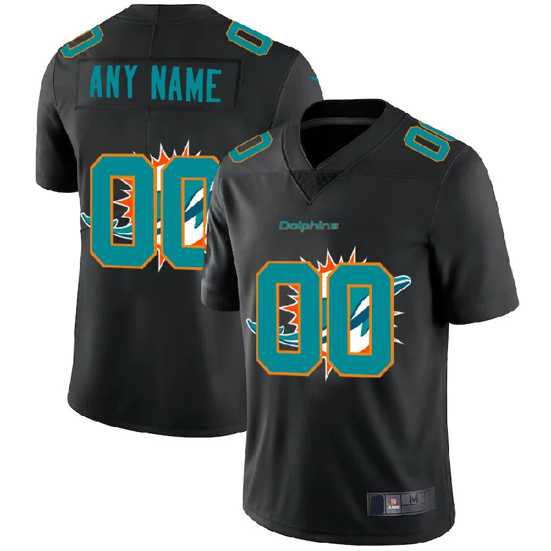 Football Jersey With American Flag-Custom M.Dolphins Team Logo Dual Overlap Limited Jersey Black American Stitched Football Jerseys