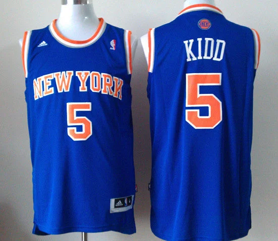 Basketball Jersey With Team Mascot-Knicks 5 Kidd Blue New Revolution 30 Basketball Jerseys