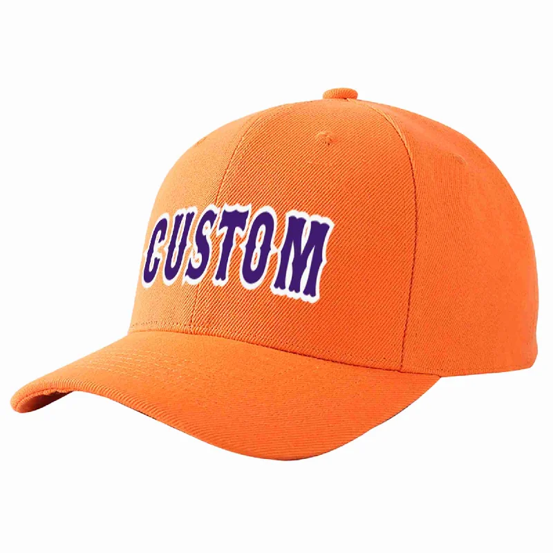 Golf Baseball Cap-Custom Orange Purple-White Curved Eaves Sport Baseball Cap Design for Men/Women/Youth