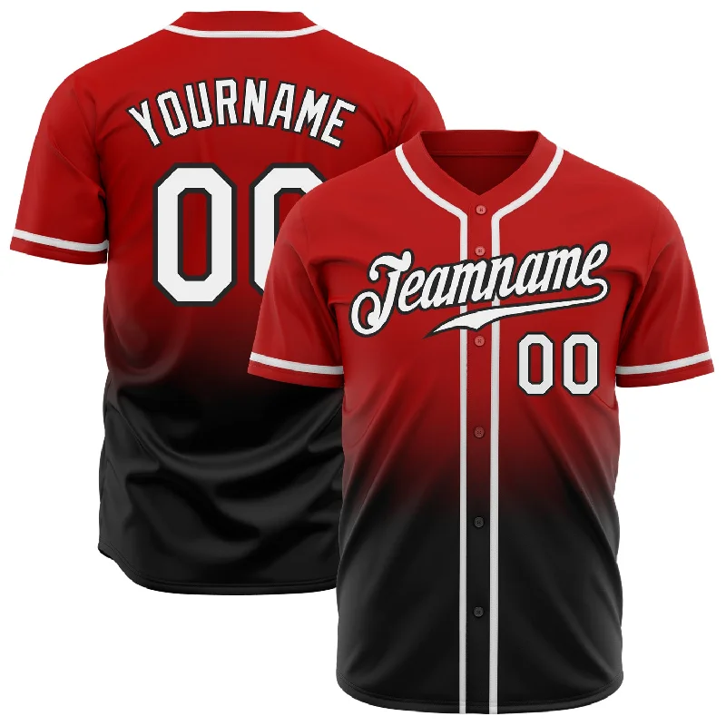 Baseball Jersey For Thanksgiving-Custom Red White-Black Authentic Fade Fashion Baseball Jersey