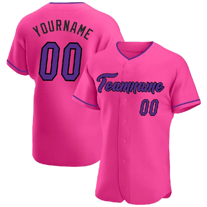 Baseball Jersey With Minimalist Design-Custom Pink Purple-Black Authentic Baseball Jersey