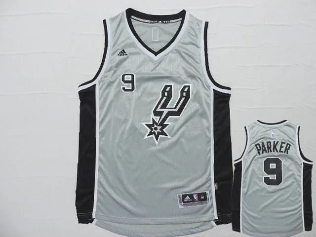 Sublimated Basketball Jersey-Spurs 9 Tony Parker Grey New Swingman Basketball Jersey