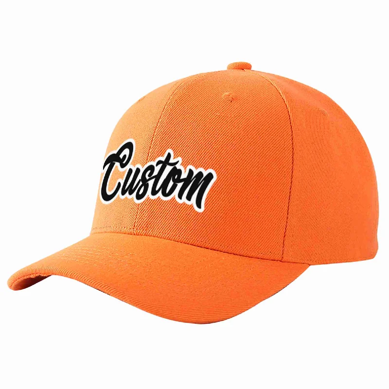 DJ Baseball Cap-Custom Orange Black-White Curved Eaves Sport Baseball Cap Design for Men/Women/Youth